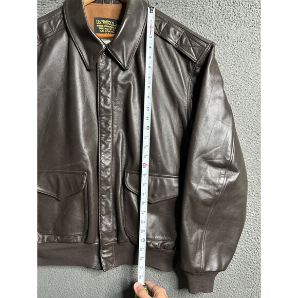 VTG US Wings USAAF A-2 Brown Horsehide Leather Bomber USA Jacket Size 46 XL - Picture 12 of 13
